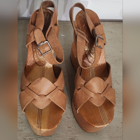 Kimel Sabots Rare Vintage Wooden Sculptural Collectible Platform Heel w/Toe Taps - Picture 5 of 14